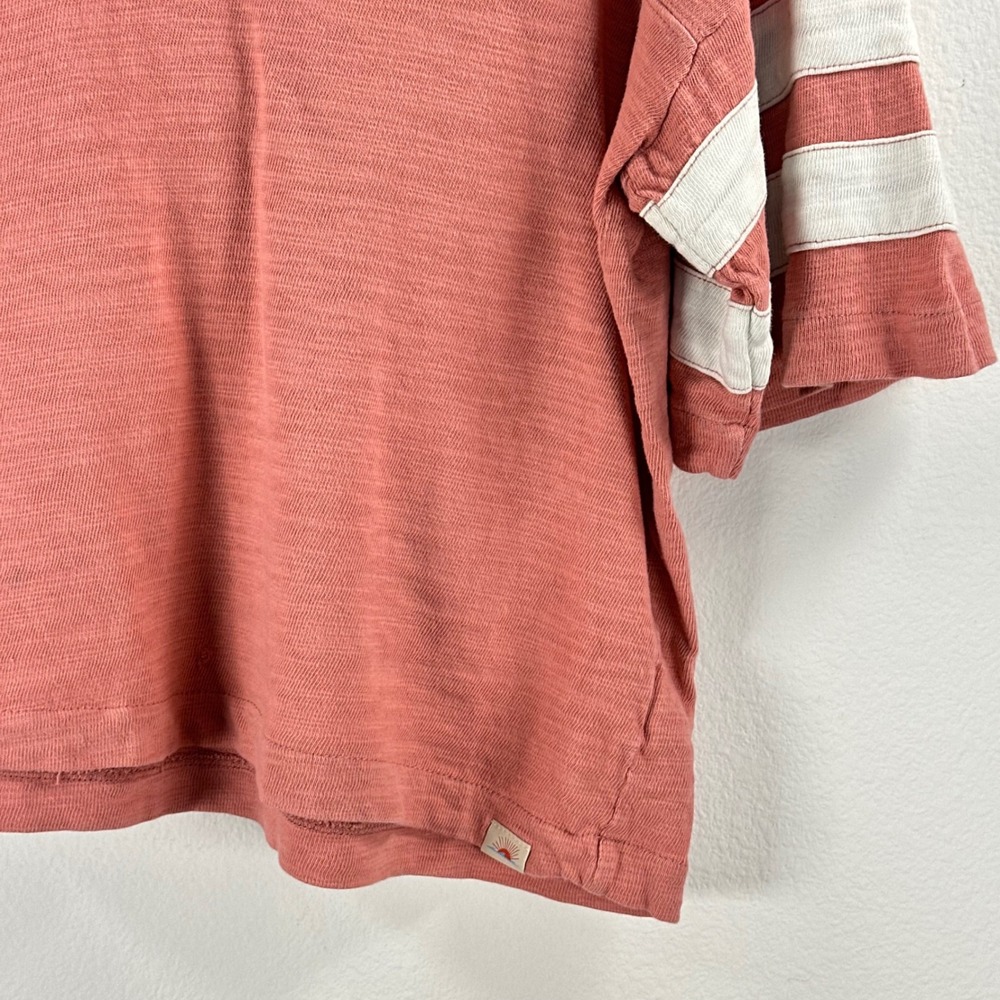 Faherty Sunwashed Organic Cotton V-Neck Top Womens Casual Size Medium Pink - Picture 4 of 11